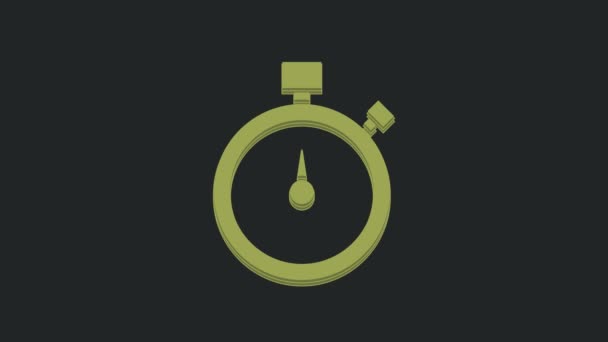 Ikona Green Stopwatch Czarnym Tle Znak Czasowy Znak Chronometryczny Animacja — Wideo stockowe