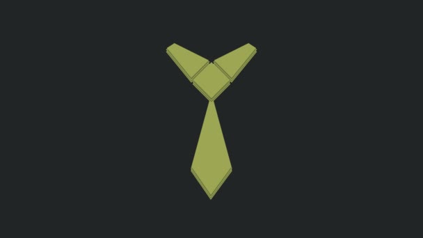 Icono Lazo Verde Aislado Sobre Fondo Negro Símbolo Corbata Paño — Vídeo de stock