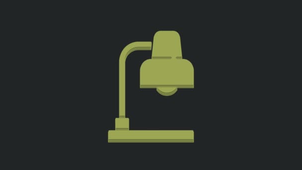 Green Table Lamp Icon Isolated Black Background Video Motion Graphic — Stock Video