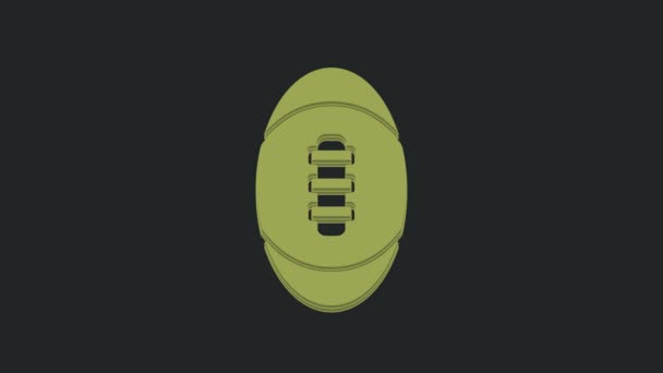 绿色的美式足球图标被隔离在黑色背景上 橄榄球的图标 团队运动游戏的象征 4K视频运动图形动画 — 图库视频影像