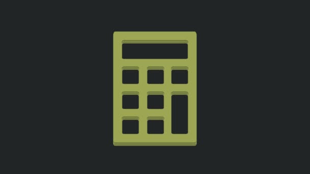 Groene Calculator Pictogram Geïsoleerd Zwarte Achtergrond Boekhoudkundig Symbool Bedrijfsberekeningen Wiskunde — Stockvideo