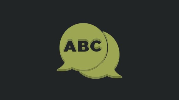 Icono Del Alfabeto Verde Aislado Sobre Fondo Negro Animación Gráfica — Vídeos de Stock