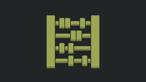 Ícone Abacus Verde Isolado Sobre Fundo Preto Quadro Contagem Tradicional — Vídeo de Stock