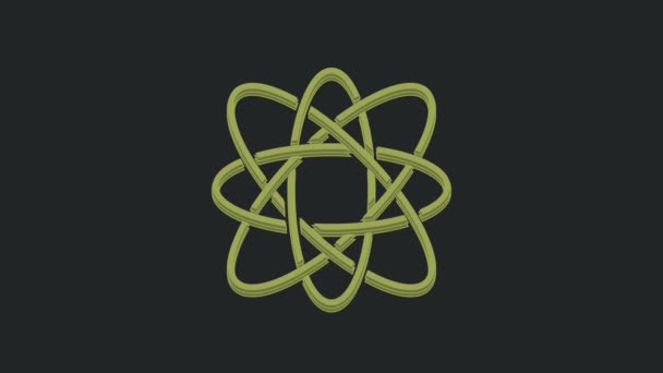 Zöld Atom Ikon Elszigetelt Fekete Háttérrel Tudomány Oktatás Nukleáris Fizika — Stock videók