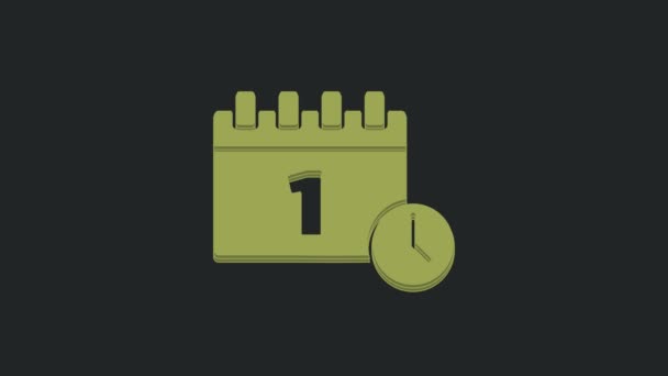 Green Calendar First Sseptember Date Icon Isolated Black Background Сентября — стоковое видео