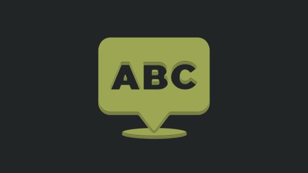 Icono Del Alfabeto Verde Aislado Sobre Fondo Negro Animación Gráfica — Vídeos de Stock