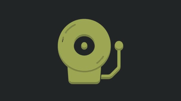 黒の背景に隔離された緑のリングアラームベルアイコン アラーム記号 サービスベル ハンドベル記号 通知記号 4Kビデオモーショングラフィックアニメーション — ストック動画