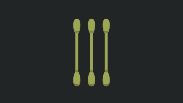 Green Cotton Swab Ears Icon Isolated Black Background Video Motion — Stock Video