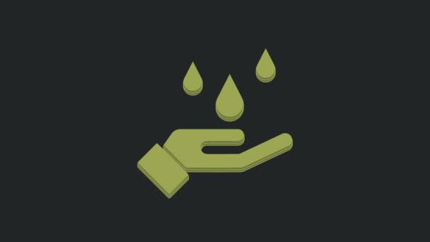 Πράσινο Χέρι Πλύσιμο Σαπούνι Εικονίδιο Απομονώνονται Μαύρο Φόντο Πλένει Χέρια — Αρχείο Βίντεο