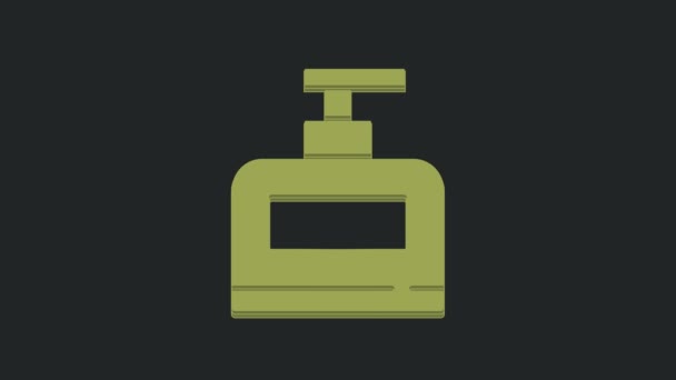 Grön Flaska Schampo Ikon Isolerad Svart Bakgrund Video Motion Grafisk — Stockvideo