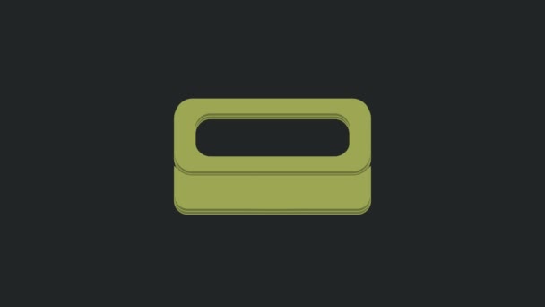 Zielony Pasek Ikony Mydła Izolowane Czarnym Tle Sztanga Bąbelkami Animacja — Wideo stockowe