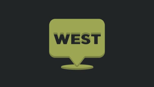 Ponteiro Verde Para Ícone Oeste Selvagem Isolado Fundo Preto Placa — Vídeo de Stock