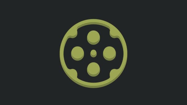 Icono Del Cilindro Green Revolver Aislado Sobre Fondo Negro Animación — Vídeos de Stock