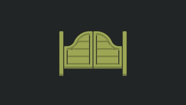 Green Old Western Swinging Saloon Door Icon Isolated Black Background — Stock Video