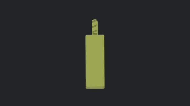 緑の爆発ダイナマイト爆弾スティックアイコン黒の背景に隔離された 時間爆弾 爆発の危険概念 4Kビデオモーショングラフィックアニメーション — ストック動画