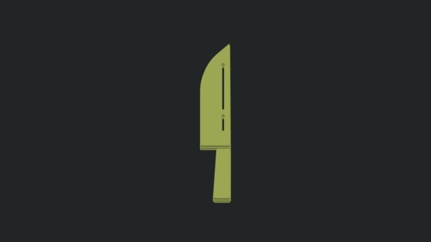 Zielony Nóż Ikona Izolowana Czarnym Tle Symbol Sztućców Wesołego Halloween — Wideo stockowe