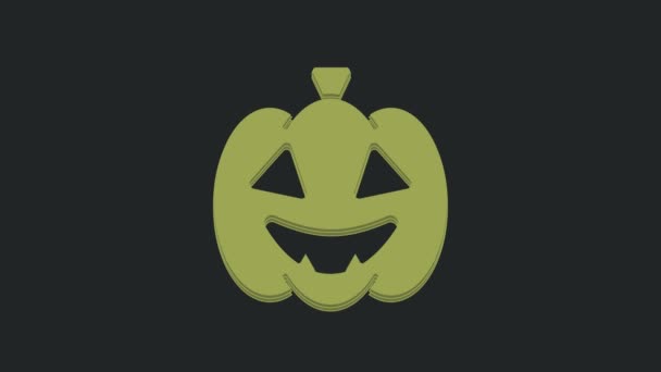 Ikona Zielonej Dyni Izolowana Czarnym Tle Wesołego Halloween Animacja Graficzna — Wideo stockowe
