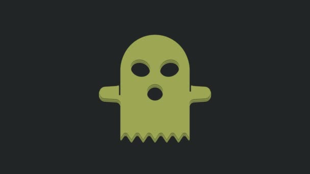 Иконка Green Ghost Выделена Черном Фоне Счастливого Хэллоуина Видеографическая Анимация — стоковое видео