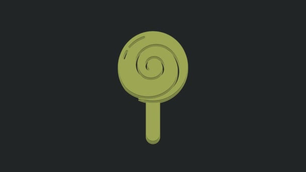 Зеленый Значок Lollipop Выделен Черном Фоне Еда Восхитительный Символ Видеографическая — стоковое видео