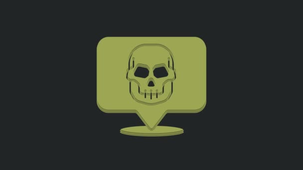Ikona Green Skull Izolované Černém Pozadí Šťastný Halloweenský Večírek Grafická — Stock video