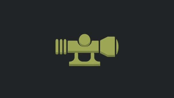 黒の背景に隔離された緑の狙撃光学照準アイコン 狙撃手のスコープの十字路 4Kビデオモーショングラフィックアニメーション — ストック動画