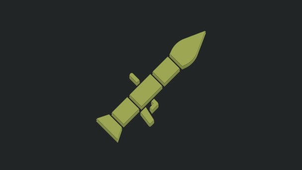 Grüner Raketenwerfer Mit Raketensymbol Auf Schwarzem Hintergrund Video Motion Grafik — Stockvideo
