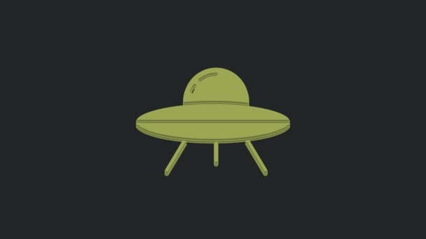 Зелений Повітряний Космічний Корабель Ufo Ізольований Чорному Тлі Літаючий Блюдце — стокове відео