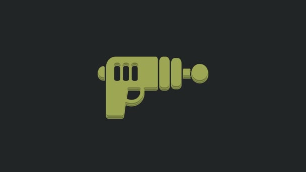 Icona Pistola Green Ray Isolata Sfondo Nero Arma Laser Esplosore — Video Stock