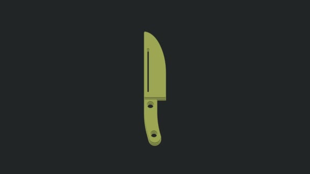 Green Knife Icon Isolated Black Background Cutlery Symbol Video Motion — Stock Video