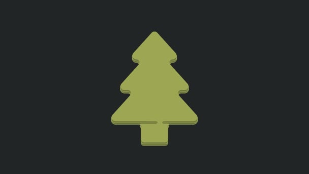 Иконка Green Tree Выделена Черном Фоне Символ Леса Видеографическая Анимация — стоковое видео