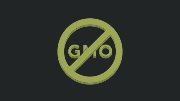 Verde Nenhum Ícone Ogm Isolado Fundo Preto Acrónimo Organismo Geneticamente — Vídeo de Stock