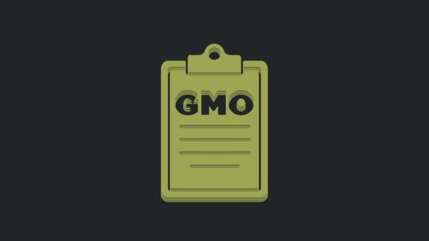 Зелена Піктограма Gmo Ізольована Чорному Фоні Генетично Модифікований Акронім Організму — стокове відео