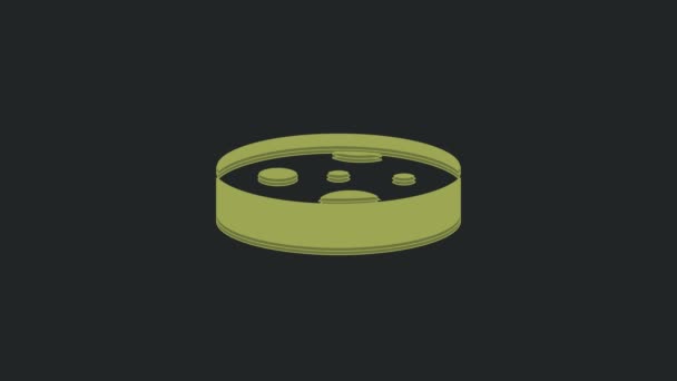 Zelená Petriho Miska Ikonou Bakterií Izolovanou Černém Pozadí Grafická Animace — Stock video