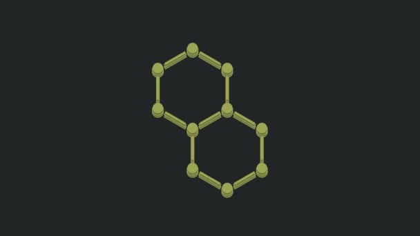 Green Chemical Formula Icon Απομονωμένο Μαύρο Φόντο Αφηρημένο Εξάγωνο Για — Αρχείο Βίντεο