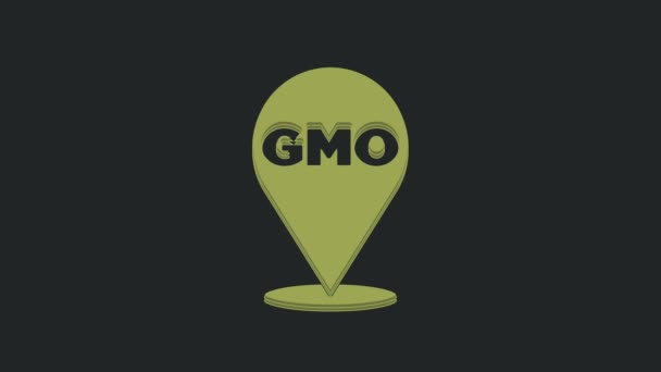 Zielona Ikona Gmo Odizolowana Czarnym Tle Genetycznie Zmodyfikowany Akronim Organizmu — Wideo stockowe