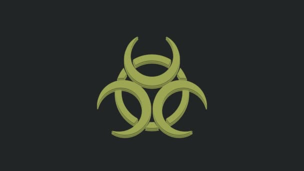 Πράσινο Σύμβολο Biohazard Απομονωμένο Μαύρο Φόντο Γραφική Κίνηση Κίνησης Βίντεο — Αρχείο Βίντεο