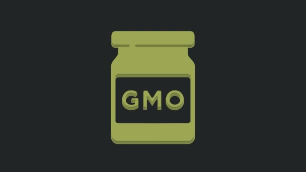Zielona Ikona Gmo Odizolowana Czarnym Tle Genetycznie Zmodyfikowany Akronim Organizmu — Wideo stockowe