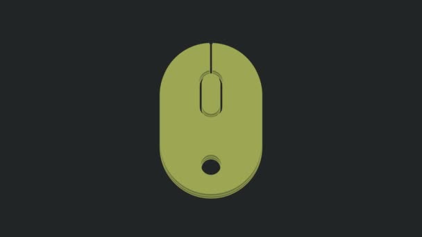 Зеленый Значок Мыши Черном Фоне Оптический Обозначением Колеса Видеографическая Анимация — стоковое видео