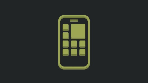 Ікона Green Mobile Apps Ізольована Чорному Тлі Смартфон Іконками Додатками — стокове відео