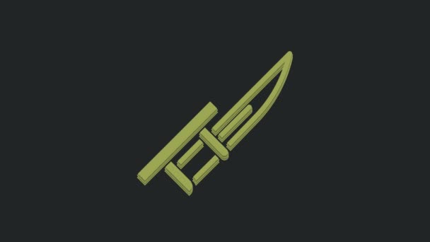 Green Bayonet Ícone Rifle Isolado Fundo Preto Animação Gráfica Movimento — Vídeo de Stock