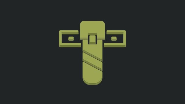 Green Knife Holster Icon Isolated Black Background Video Motion Graphic — Stock Video