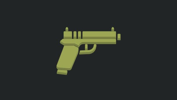 Pistola Verde Pistola Icono Aislado Sobre Fondo Negro Pistola Policial — Vídeos de Stock