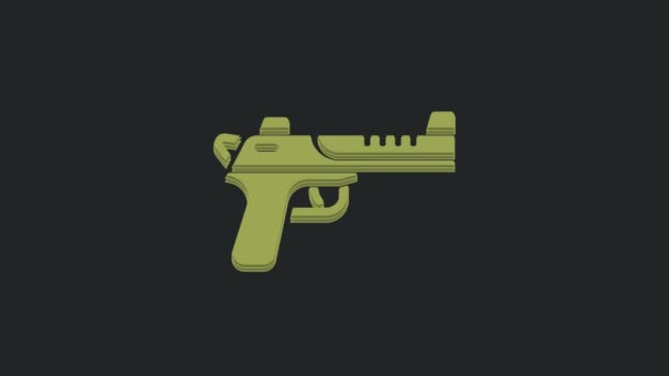 Green Desert Eagle Pistole Symbol Isoliert Auf Schwarzem Hintergrund Video — Stockvideo