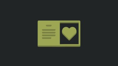 Yeşil Sevgililer Günü parti broşürü siyah arka planda izole edilmiş. Kutlama için davetiye ya da tebrik kartı şablonu. 4K Video hareketli grafik canlandırması.