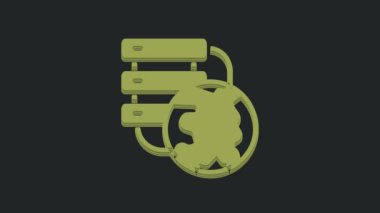 Yeşil Ağ bulut bağlantısı simgesi siyah arkaplanda izole edildi. Sosyal teknoloji. Bulut hesaplama konsepti. 4K Video hareketli grafik canlandırması.