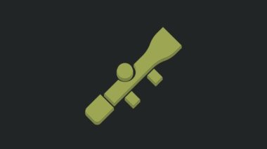 Yeşil Keskin Nişancı görsel ikonu siyah arka planda izole edildi. Keskin nişancı dürbünü. 4K Video hareketli grafik canlandırması.