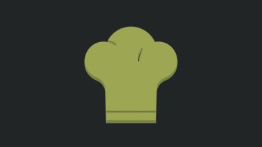Yeşil Şef şapka simgesi siyah arkaplanda izole edildi. Aşçılık sembolü. Aşçı şapkası. 4K Video hareketli grafik canlandırması.