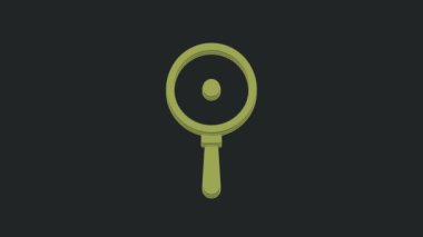 Yeşil kızartma tavası simgesi siyah arkaplanda izole edildi. Kızartma veya kızartma gıda sembolü. 4K Video hareketli grafik canlandırması.