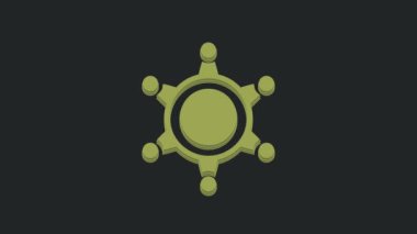 Yeşil Hexagram Şerif ikonu siyah arka planda izole edildi. Polis rozeti ikonu. 4K Video hareketli grafik canlandırması.