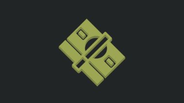 Green Stacks kağıt para ikonu siyah arka planda izole. Para desteleri. Para birimi. 4K Video hareketli grafik canlandırması.